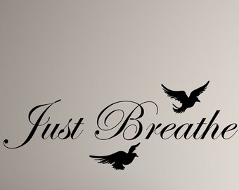 Just Breathe Wandtattoo Vögel Yoga Meditationsraum Relax Deko Aufkleber Wandbild (#3260da)