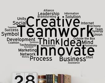 Creative Teamwork Word Coud Vinyl Wall Decal Team Work Business Office Art Decor Sticker Mural 2550di