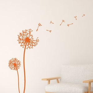Dandelions Wall Vinyl Decal Wild Flowers Nature Plant Room Decoration Parachute Stickers Mural (#180da)