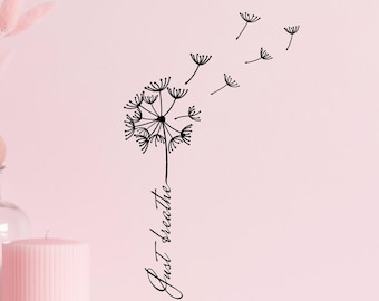 Just Breathe Pusteblumen Vinyl Wandaufkleber: Spa, Yoga, Meditation Decor (#8368dg)