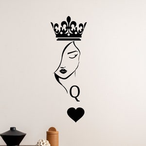 Queen of Spades Vinyl Wall Decal Cards Poker Casino Art Decor Stickers Mural (#6511di)