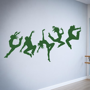 Vinilo decorativo para pared con silueta de bailarinas bailando, decoración para escuela de baile, estudio, dormitorio de niña, pegatinas artísticas (#2567di)