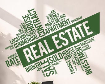 Vinilo decorativo para oficina de agente inmobiliario – Frase motivacional sobre bienes raíces – Letrero de vinilo para la decoración del espacio de trabajo o la oficina en casa (3160di)