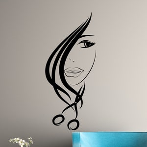 Hair Salon Vinyl Wall Decal Beauty Stylist Hairdressing Scissors Decor Stickers Mural (#3036di)