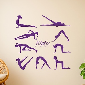 Pilates Poses Vinyl Wall Decal: Home Gym Fitness Decor 3043di