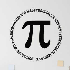 Pi Number Vinyl Wall Decal Math Mathematics Classroom School Educational Decor STEM Study Room Stickers Mural (#2107dg)