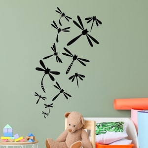 Dragonfly Vinyl Wall Decal Patterns Beautiful Insects Splendor Of Nature Stickers Mural (#2017dg)
