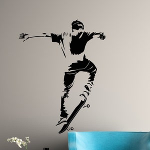 Skateboarder Vinyl Wall Decal Teenager Room Sports Teen Art Stickers Mural (#3011di)