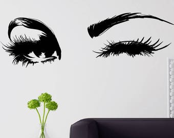 Muursticker mooie vrouwelijke oogmake-up sexy meisje modern interieur (#2654dn)