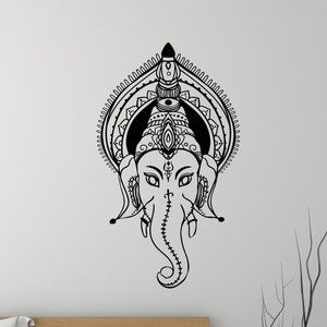 Ganesha Vinyl Wall Decal Elephant God Head India Religion Stickers Mural (#3097di)
