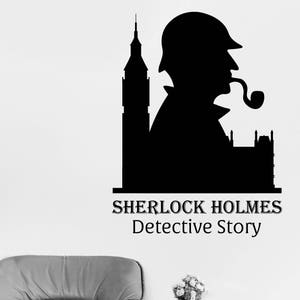 Wall Vinyl Decal Sticker Sherlock Holmes Detective Story House and Detective Office Decor (2526dz)