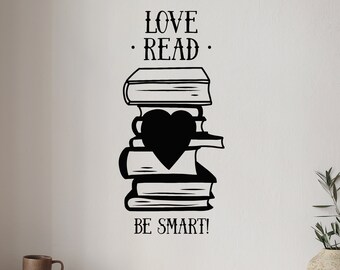 Books Quote Vinyl Wall Decal Smart Phrase Library Reading Room Corner Stickers Mural (#2622di)