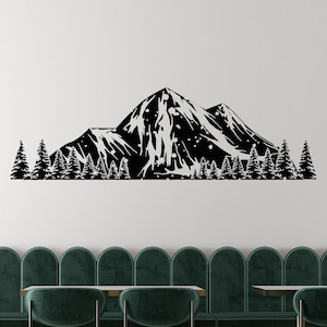 Mountains Vinyl Wall Decal Snowy Landscape Winter Nature Stickers Mural (#2289dg)
