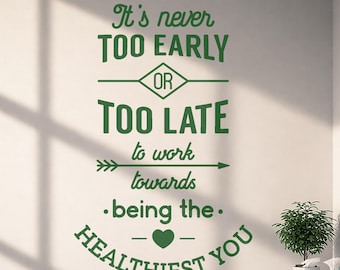 Inspirational Healthy Living Vinyl Wall Decal – Motivational Health Quote for Home Gym, Wellness Space, Fitness Room Décor (#3159di)