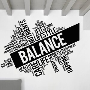Wall Art Mural Words Cloud Balance Life Lifestyle Nutrients and Others 2510dz