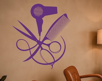 Vinilo decorativo para pared con herramientas de peluquería - Main Image