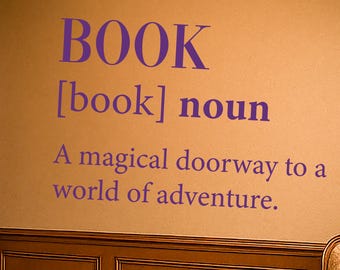 Book Definition Vinyl Wall Decal: Library Reading Room Decor 6502di