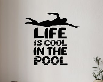 Adesivo murale in vinile con citazione per nuotatori, ideale per piscina e sport acquatici (#6435di)