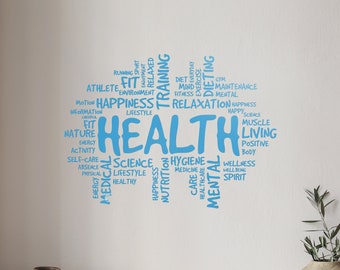 Health Words Vinyl Wall Decal Healthcare Hospital Pharmacy Clinic Home Gym Medical Office Nurse Hospital Decoration Stickers Mural (#3183di)