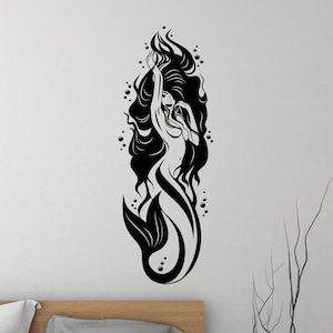 Beautiful Mermaid Vinyl Wall Decal Marine Sea Ocean Fantasy Style Stickers Mural (#3206da)