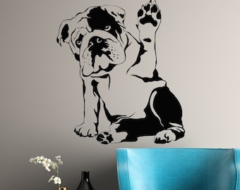 English Bulldog Vinyl Wall Decal Pet Shop Care Grooming Salon Vet Clinic Veterinary Window Decor Home Room Art Stickers Mural (#3185di)