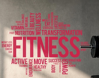 Vinilo decorativo de pared para gimnasio en casa, estilo de vida saludable, pegatinas deportivas y de salud (#3825di)