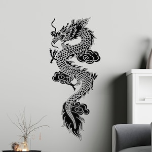 Chinese Dragon Vinyl Wall Decal Asian Style Home Decor Boys Room Bedroom Mythology Kids Magical Decoration Art Stickers Mural (#1358da)