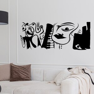 Wall Vinyl Decal Music Piano Jazz Contemporary Art interior dz4947