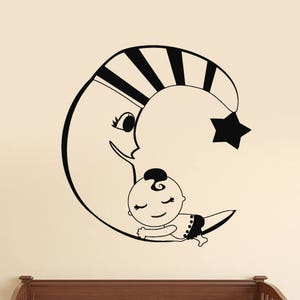 Crescent Vinyl Wall Decal Nursery Bedroom Baby Room Dream Art Stickers Mural (#2691di)