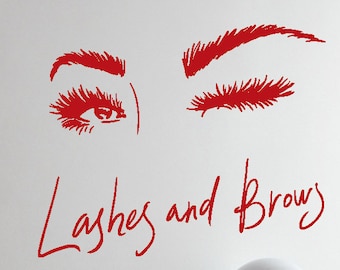 Woman Eyes Vinyl Wall Decal Lashes and Brows Beauty Salon Decor Stickers Mural (#2747da)