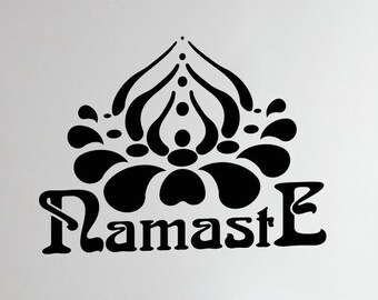 Namaste Vinyl Wall Decal Lotus Yoga Center Meditation Bedroom Interior Stickers Mural (#2891di)
