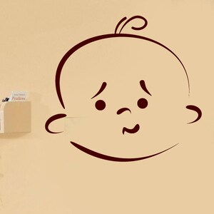 Wall Vinyl Decal  Beauty Baby Cartoon Face with Emotion Decor for Kids Room (#2488dn)