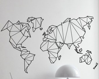 World Map Vinyl Wall Decal Abstract Decor School Room Home Interior Stickers Mural (#2745da)