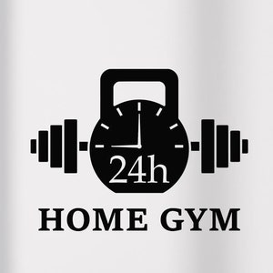 Home Gym Sign Vinyl Wall Decal Fitness Workout Room Decoration Exercise Kettlebell Barbell Door Window Sports Decor Stickers Mural (#037dl)