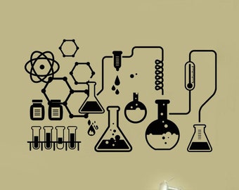 Chemielabor Vinyl Wandtattoo Schule Klassenzimmer Dekor Wissenschaft Labor Aufkleber Wandbild 2889di