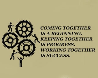 Teamwork Vinyl Wall Decal Quote Gears Team Office Space Decor Stickers Mural (#2851di)