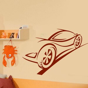 Wall Vinyl Decal Contour Ghost Racing Car Brakes Trail Nursery and Kids room Decor (#2431dn)