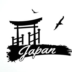 Japan Vinyl Wall Decal Japanese Gate Birds Torii Asian Oriental Culture Decor Stickers Mural (#1926di)
