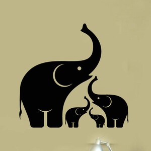 Elephant Family Vinyl Wall Decal Baby Animal Decor Stickers Mural (#2600di)