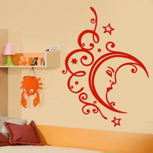 Wall Vinyl Decal Family Sleeping Moon Stars Clouds Relaxation Bedroom Decor (2421dn)
