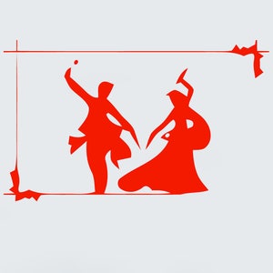 Wall Vinyl Decal Pose Oriental Dance Indian Couple Dancing Room Decor (2423dn)