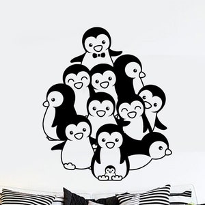 Vinyl muurtattoo pinguïn baby kinderkamer kinderkamer grappige dieren cool decor stickers muurschildering (#2343di)