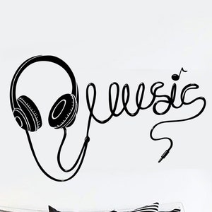 Wall Vinyl Music Headphones Earphones Cool Guaranteed Quality Decal Mural Art 1580dz