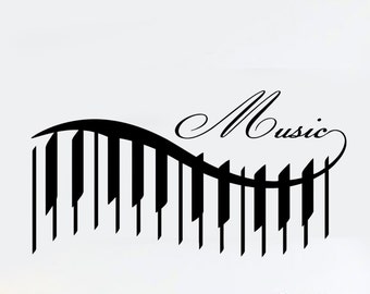 Wall Vinyl Music Piano Beautiful Songs Guaranteed Quality Decal Mural Art 1546dz