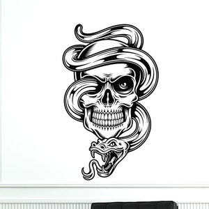 Skull Vinyl Wall Decal Death Snake Scary Guaranteed Quality Decor Stickers Mural (#2027di)