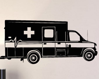 Adesivo da parete in vinile per camion ambulanza, veicolo di emergenza, ospedale, salute, ufficio medico, decorazione murale (#2321di)