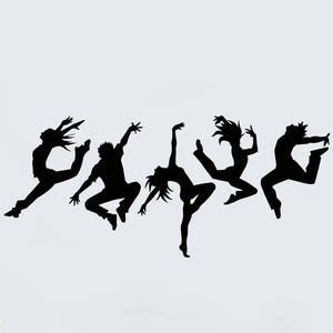 Dancers Vinyl Wall Decal Silhouette Dancing People Dance Studio Decor Art Stickers Mural 2567di