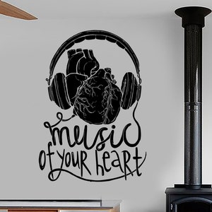 Wand Vinyl Musik Kopfhörer Hören Sie Ihr Herz Garantierte Qualität Aufkleber Wandbild Kunst 1569dz