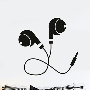 Wall Vinyl Music Earphone Head Phones Headphones Guaranteed Quality Decal 1568dz