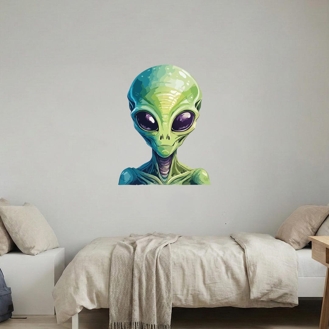 Alien Vinyl Wall Decal, Fun Sci Fi Wall Art for Kids Room or Playroom ...